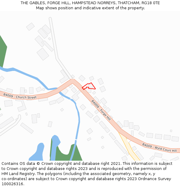 THE GABLES, FORGE HILL, HAMPSTEAD NORREYS, THATCHAM, RG18 0TE: Location map and indicative extent of plot