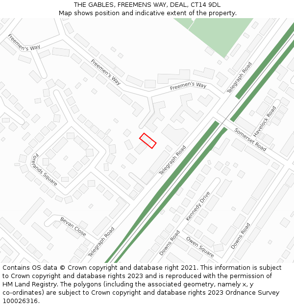 THE GABLES, FREEMENS WAY, DEAL, CT14 9DL: Location map and indicative extent of plot