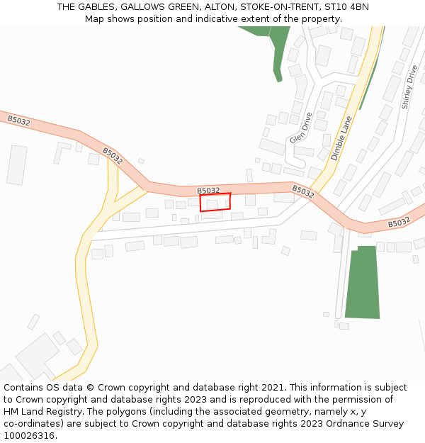 THE GABLES, GALLOWS GREEN, ALTON, STOKE-ON-TRENT, ST10 4BN: Location map and indicative extent of plot