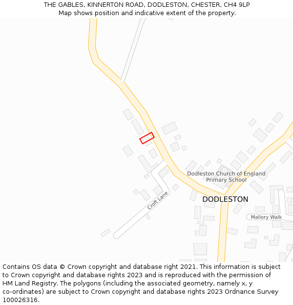 THE GABLES, KINNERTON ROAD, DODLESTON, CHESTER, CH4 9LP: Location map and indicative extent of plot