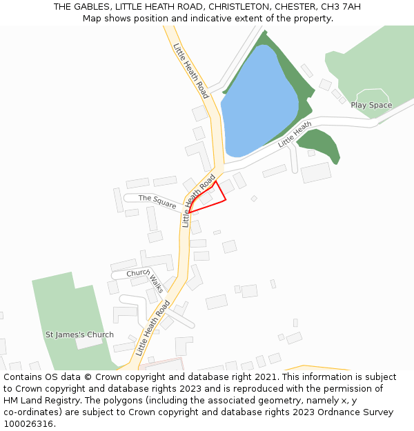 THE GABLES, LITTLE HEATH ROAD, CHRISTLETON, CHESTER, CH3 7AH: Location map and indicative extent of plot