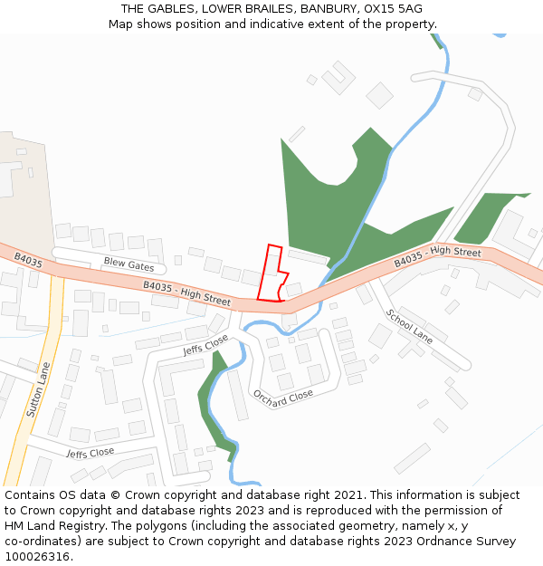 THE GABLES, LOWER BRAILES, BANBURY, OX15 5AG: Location map and indicative extent of plot