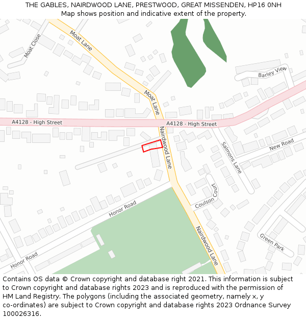 THE GABLES, NAIRDWOOD LANE, PRESTWOOD, GREAT MISSENDEN, HP16 0NH: Location map and indicative extent of plot