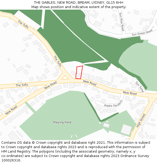 THE GABLES, NEW ROAD, BREAM, LYDNEY, GL15 6HH: Location map and indicative extent of plot