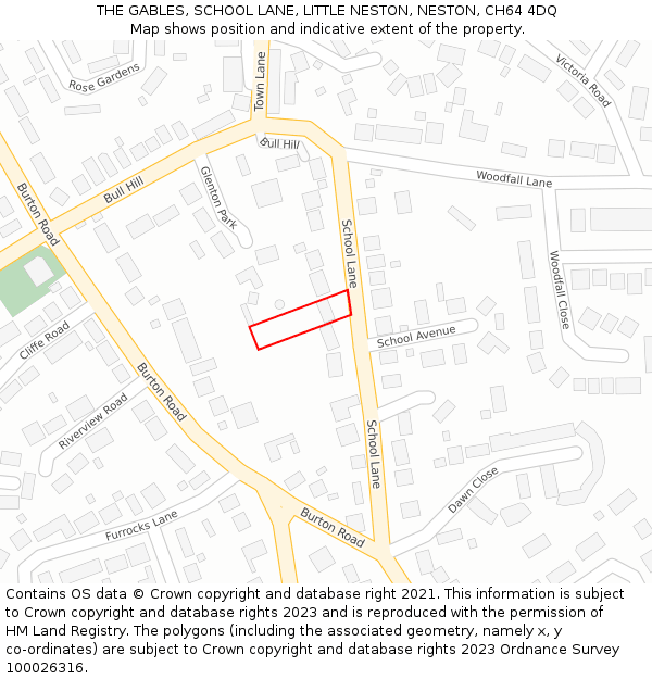 THE GABLES, SCHOOL LANE, LITTLE NESTON, NESTON, CH64 4DQ: Location map and indicative extent of plot