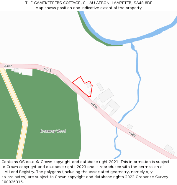 THE GAMEKEEPERS COTTAGE, CILIAU AERON, LAMPETER, SA48 8DF: Location map and indicative extent of plot