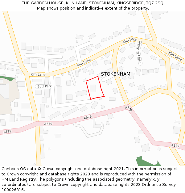 THE GARDEN HOUSE, KILN LANE, STOKENHAM, KINGSBRIDGE, TQ7 2SQ: Location map and indicative extent of plot