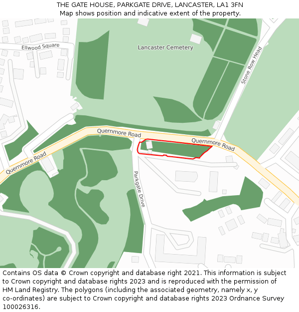 THE GATE HOUSE, PARKGATE DRIVE, LANCASTER, LA1 3FN: Location map and indicative extent of plot