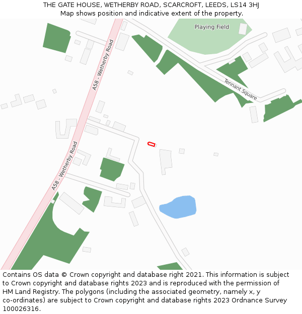 THE GATE HOUSE, WETHERBY ROAD, SCARCROFT, LEEDS, LS14 3HJ: Location map and indicative extent of plot