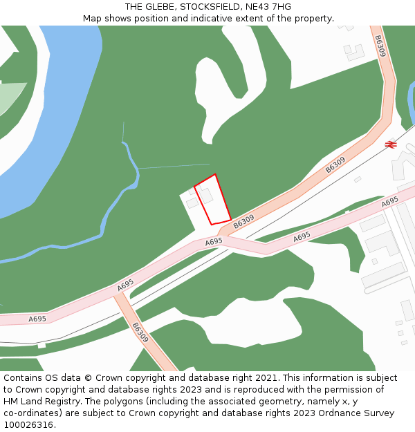 THE GLEBE, STOCKSFIELD, NE43 7HG: Location map and indicative extent of plot