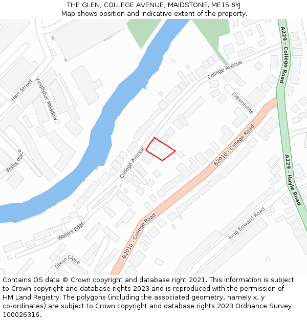 THE GLEN, COLLEGE AVENUE, MAIDSTONE, ME15 6YJ: Location map and indicative extent of plot