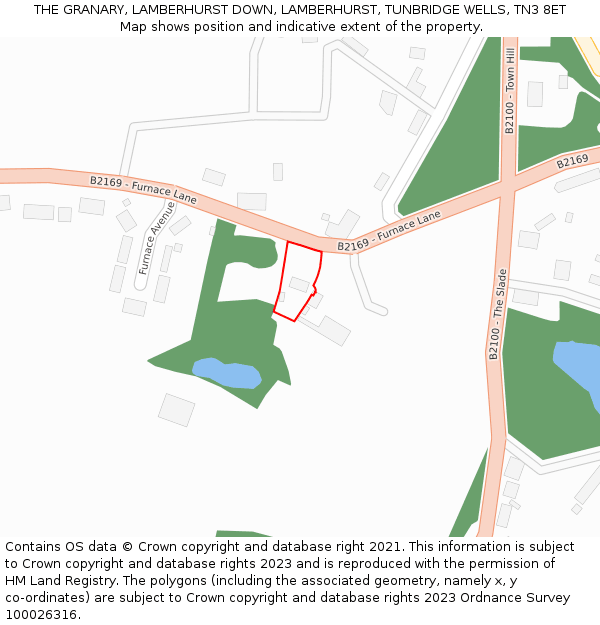 THE GRANARY, LAMBERHURST DOWN, LAMBERHURST, TUNBRIDGE WELLS, TN3 8ET: Location map and indicative extent of plot