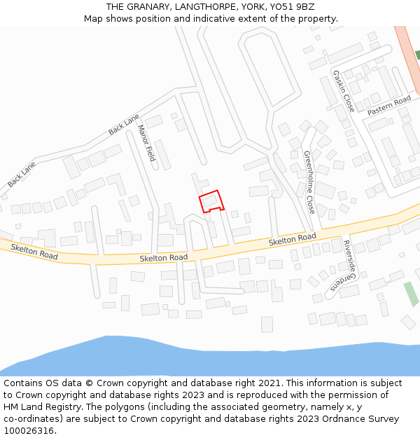 THE GRANARY, LANGTHORPE, YORK, YO51 9BZ: Location map and indicative extent of plot