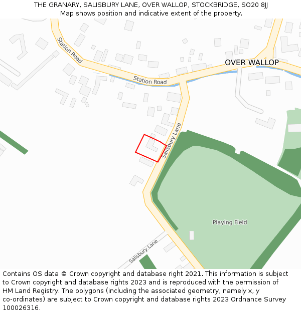 THE GRANARY, SALISBURY LANE, OVER WALLOP, STOCKBRIDGE, SO20 8JJ: Location map and indicative extent of plot