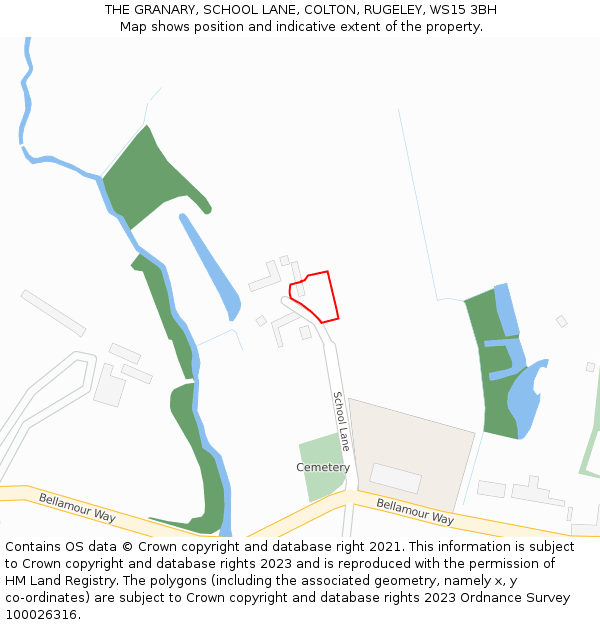 THE GRANARY, SCHOOL LANE, COLTON, RUGELEY, WS15 3BH: Location map and indicative extent of plot