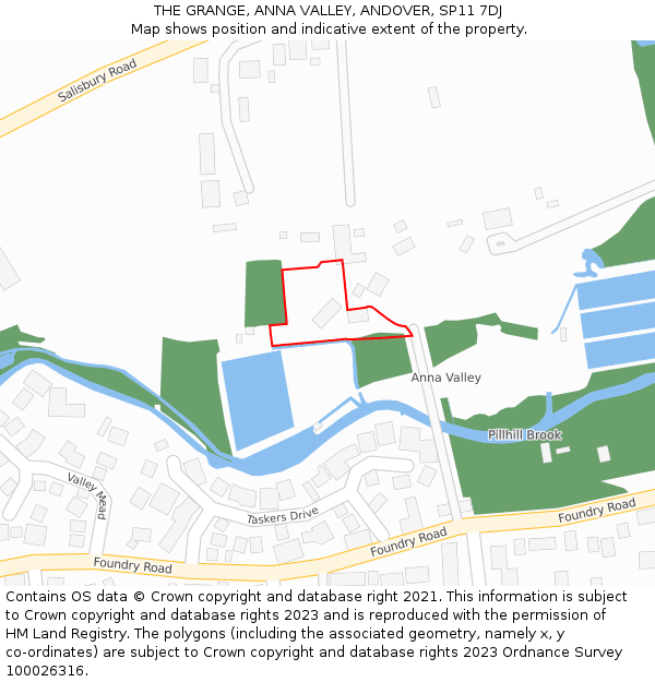 THE GRANGE, ANNA VALLEY, ANDOVER, SP11 7DJ: Location map and indicative extent of plot