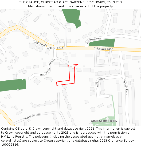 THE GRANGE, CHIPSTEAD PLACE GARDENS, SEVENOAKS, TN13 2RD: Location map and indicative extent of plot