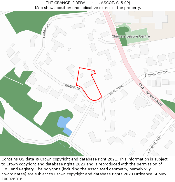 THE GRANGE, FIREBALL HILL, ASCOT, SL5 9PJ: Location map and indicative extent of plot