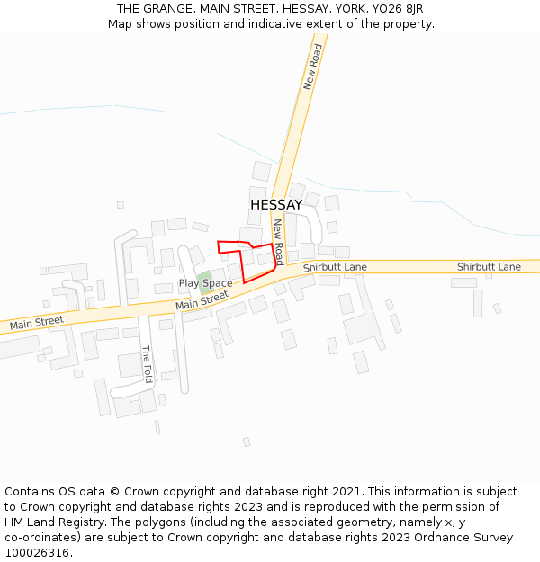 THE GRANGE, MAIN STREET, HESSAY, YORK, YO26 8JR: Location map and indicative extent of plot