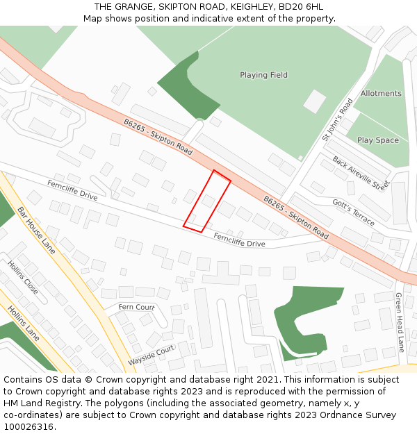 THE GRANGE, SKIPTON ROAD, KEIGHLEY, BD20 6HL: Location map and indicative extent of plot