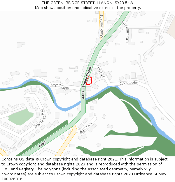 THE GREEN, BRIDGE STREET, LLANON, SY23 5HA: Location map and indicative extent of plot