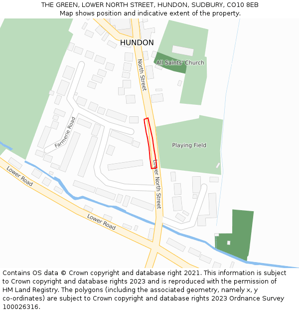 THE GREEN, LOWER NORTH STREET, HUNDON, SUDBURY, CO10 8EB: Location map and indicative extent of plot