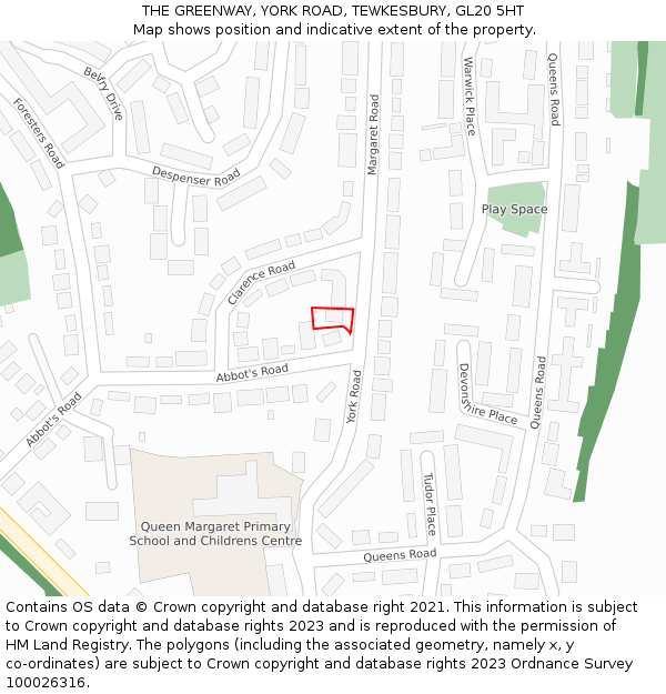 THE GREENWAY, YORK ROAD, TEWKESBURY, GL20 5HT: Location map and indicative extent of plot