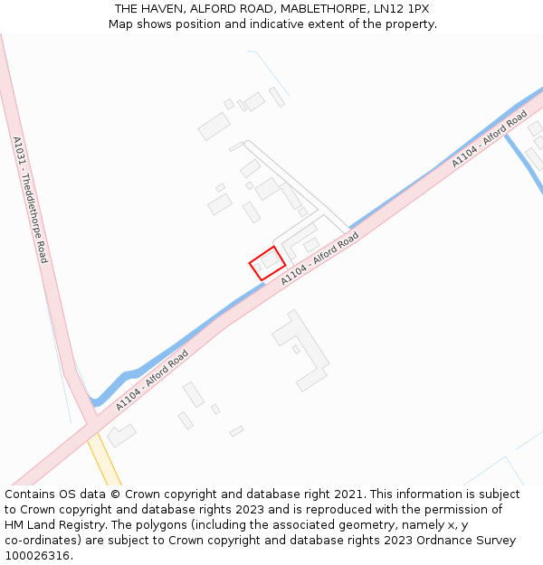 THE HAVEN, ALFORD ROAD, MABLETHORPE, LN12 1PX: Location map and indicative extent of plot