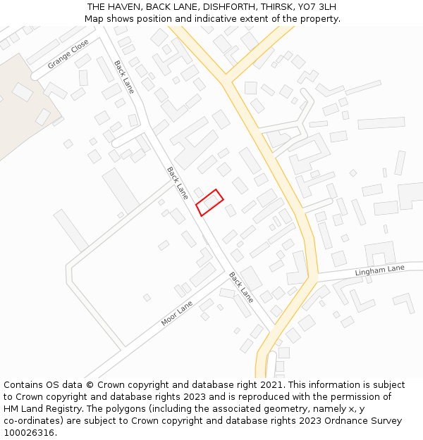 THE HAVEN, BACK LANE, DISHFORTH, THIRSK, YO7 3LH: Location map and indicative extent of plot