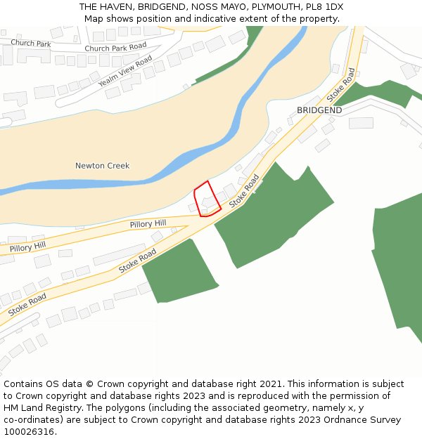 THE HAVEN, BRIDGEND, NOSS MAYO, PLYMOUTH, PL8 1DX: Location map and indicative extent of plot