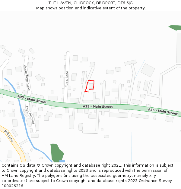 THE HAVEN, CHIDEOCK, BRIDPORT, DT6 6JG: Location map and indicative extent of plot