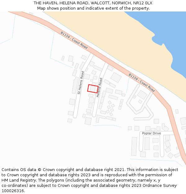 THE HAVEN, HELENA ROAD, WALCOTT, NORWICH, NR12 0LX: Location map and indicative extent of plot