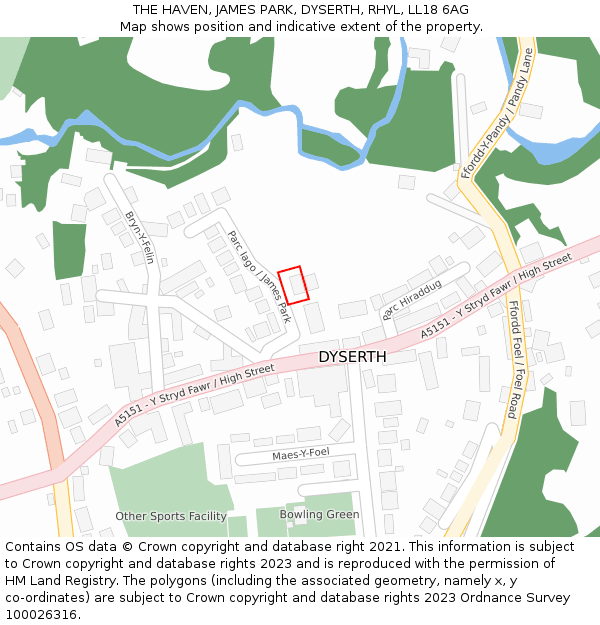 THE HAVEN, JAMES PARK, DYSERTH, RHYL, LL18 6AG: Location map and indicative extent of plot