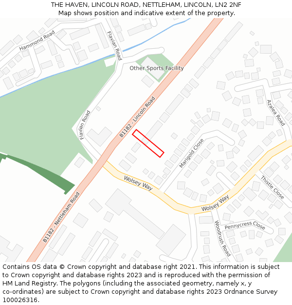 THE HAVEN, LINCOLN ROAD, NETTLEHAM, LINCOLN, LN2 2NF: Location map and indicative extent of plot
