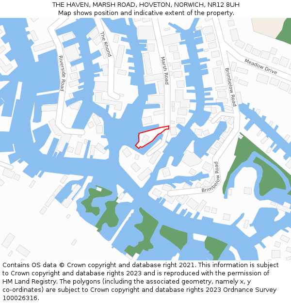 THE HAVEN, MARSH ROAD, HOVETON, NORWICH, NR12 8UH: Location map and indicative extent of plot