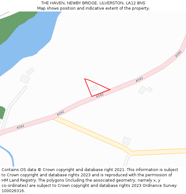 THE HAVEN, NEWBY BRIDGE, ULVERSTON, LA12 8NS: Location map and indicative extent of plot