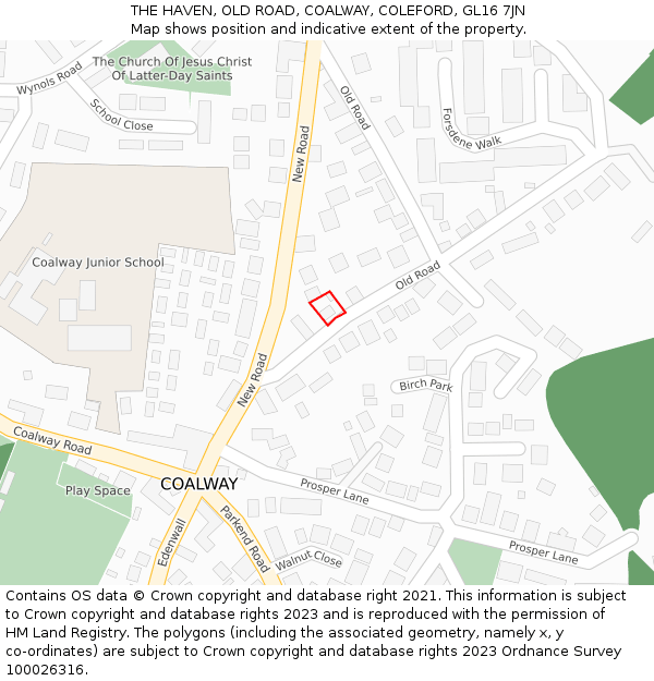 THE HAVEN, OLD ROAD, COALWAY, COLEFORD, GL16 7JN: Location map and indicative extent of plot