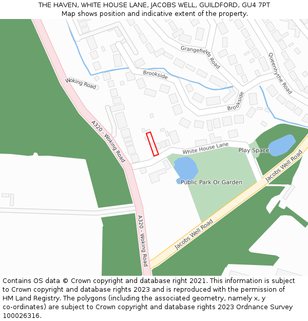 THE HAVEN, WHITE HOUSE LANE, JACOBS WELL, GUILDFORD, GU4 7PT: Location map and indicative extent of plot