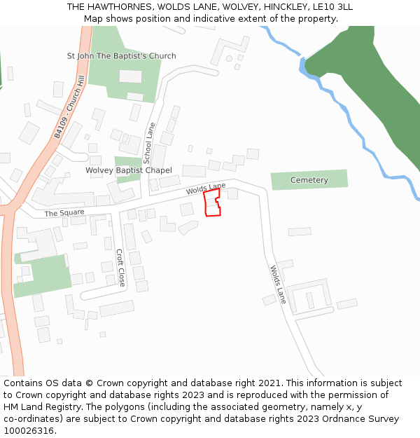 THE HAWTHORNES, WOLDS LANE, WOLVEY, HINCKLEY, LE10 3LL: Location map and indicative extent of plot