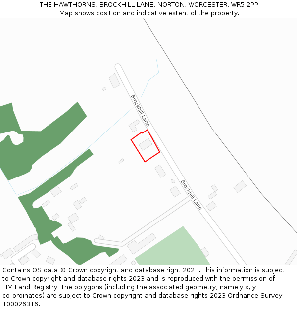 THE HAWTHORNS, BROCKHILL LANE, NORTON, WORCESTER, WR5 2PP: Location map and indicative extent of plot