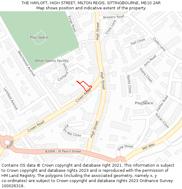 THE HAYLOFT, HIGH STREET, MILTON REGIS, SITTINGBOURNE, ME10 2AR: Location map and indicative extent of plot