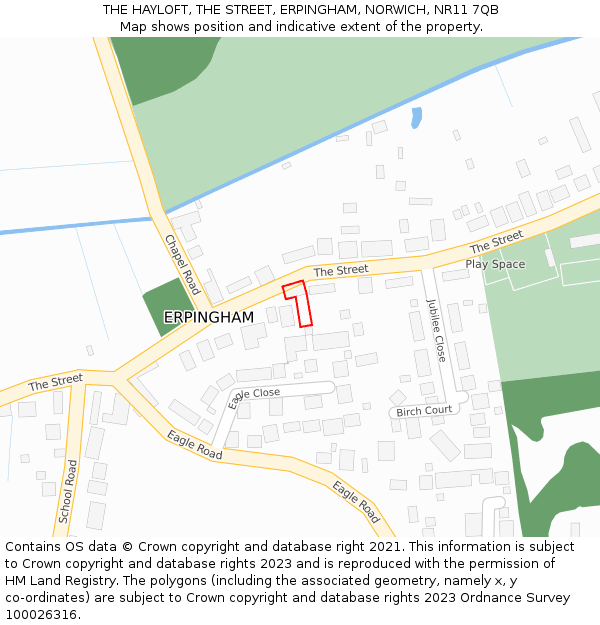 THE HAYLOFT, THE STREET, ERPINGHAM, NORWICH, NR11 7QB: Location map and indicative extent of plot
