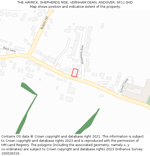 THE HAYRICK, SHEPHERDS RISE, VERNHAM DEAN, ANDOVER, SP11 0HD: Location map and indicative extent of plot