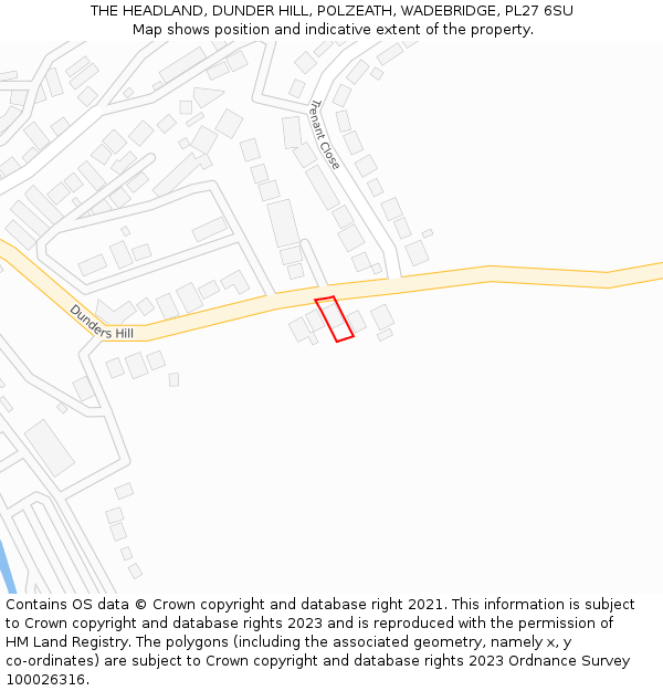 THE HEADLAND, DUNDER HILL, POLZEATH, WADEBRIDGE, PL27 6SU: Location map and indicative extent of plot