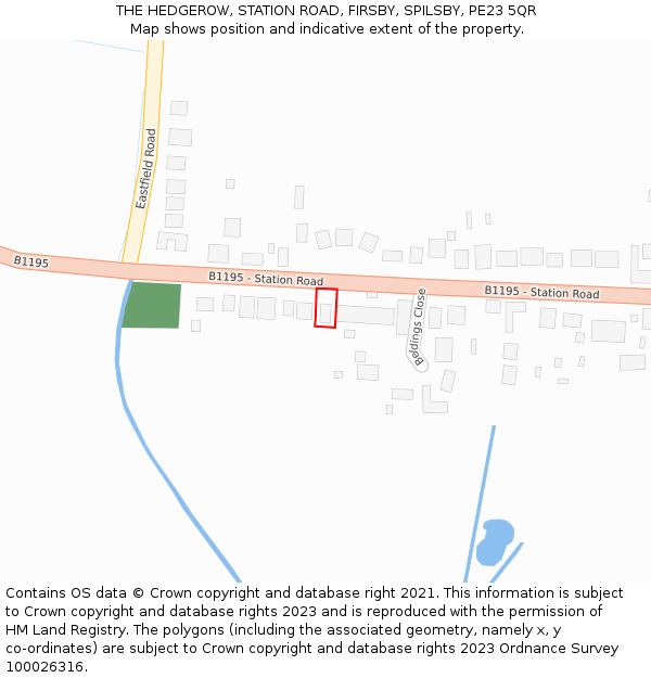 THE HEDGEROW, STATION ROAD, FIRSBY, SPILSBY, PE23 5QR: Location map and indicative extent of plot