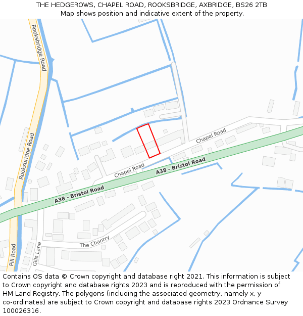 THE HEDGEROWS, CHAPEL ROAD, ROOKSBRIDGE, AXBRIDGE, BS26 2TB: Location map and indicative extent of plot