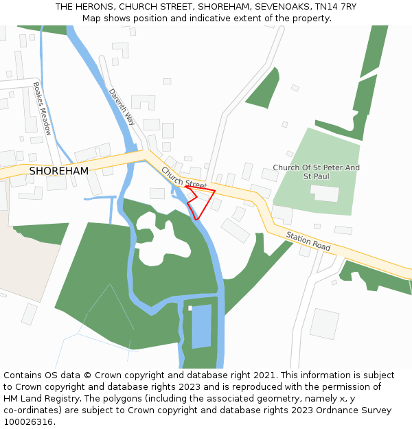 THE HERONS, CHURCH STREET, SHOREHAM, SEVENOAKS, TN14 7RY: Location map and indicative extent of plot