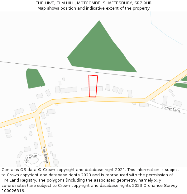 THE HIVE, ELM HILL, MOTCOMBE, SHAFTESBURY, SP7 9HR: Location map and indicative extent of plot