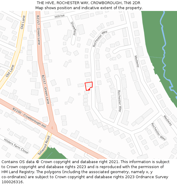 THE HIVE, ROCHESTER WAY, CROWBOROUGH, TN6 2DR: Location map and indicative extent of plot