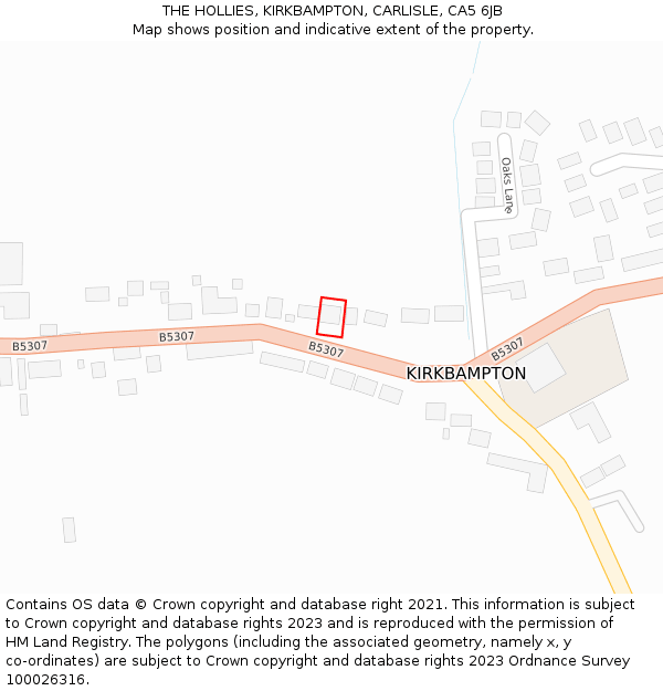 THE HOLLIES, KIRKBAMPTON, CARLISLE, CA5 6JB: Location map and indicative extent of plot